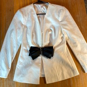 Venus White Blazer with Metal Bow Closure Size S